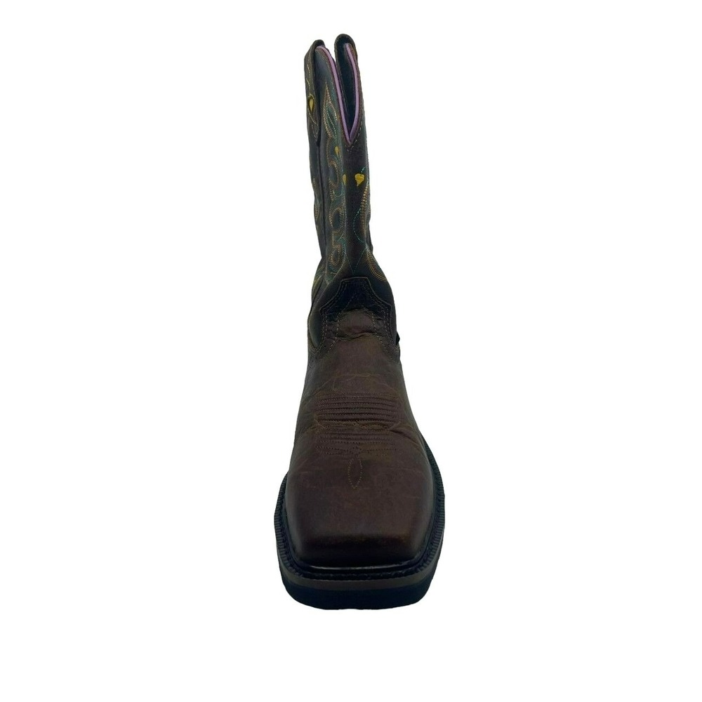 Justin Sunney Western Work Boots Women 8B Brown Good Composite Toe Leather - Picture 11 of 14